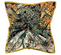 Julunar Silk Like Head Scarf for Women - Satin Large Hair Scarves - 35" Square Silk Hair Wrap for Sleeping with Gift Packed, A000-1 Leaves Orange, Large