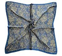 Julunar Silk Like Head Scarf for Women - Satin Large Hair Scarves - 35" Square Silk Hair Wrap for Sleeping with Gift Packed, A022-1 Flower Grey-blue, Large