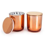 JULWHISPER Bulk Candle Jars with Metal Lids, 300ml Elegant Empty Candle Holder for Candle Making, Luxury Candle Tins Candle Making Kit - Rose Gold 12 Pack
