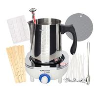 JULWHISPER Candle Making Kit with Hot Plate for Beginners, Stater Candle Making DIY for Adults with 900ML Wax Melting Pot, Thermometer, Wick Centering Device