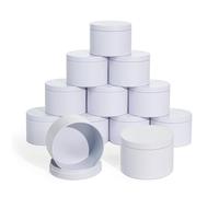 JULWHISPER Candle Tins with Lids, 3 Wicks Candle Containers 12 Pack 14oz/420ml Seamless Bulk Candle Containers for Candle Making Supplies Wholesale Empty Candle Jars - white
