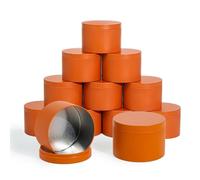 JULWHISPER Candle Tins with Lids, 3 Wicks Candle Containers 12 Pack 14oz/420ml Seamless Bulk Candle Containers for Candle Making Supplies Wholesale Empty Candle Jars - Orange
