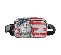 July 4th American Independence Liberty Flag Fashion Crossbody Bag Waist Packs for Women Men Teenagers Large Capacity Sling Chest Bag with Adjustable Strap for Cycling Hiking Gym