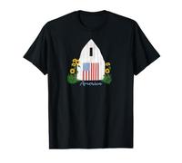 July 4th Barn with Sunflowers and American Flag Value Graphic T-Shirt