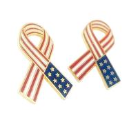July 4th Commemorative Ribbon Pin Alloy Construction For Parades And Ceremonial Occasions Zinc Alloy Patriotic Badge