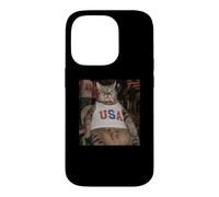 July 4th Fat Cat Smoking Cigarette Funny Patriotic Cat Lover Case for iPhone 14 Pro