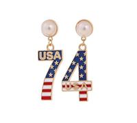 July 4th Independence Day Earrings for Women American Flag Patriotic Digital Geometry Earring 250th Anniversary Dangle Earrings Fourth of July Accessories for Gift, One Size, Metal, No Gemstone