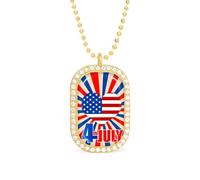 July 4th Independent Day Brilliant White Diamond Necklaces Jewelry Square Dainty Pendant Necklace Gift for Women