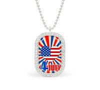 July 4th Independent Day Brilliant White Diamond Necklaces Jewelry Square Dainty Pendant Necklace Gift for Women