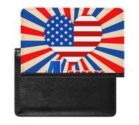 July 4th Independent Day Leather Passport Holder ID Card Protector Portable Cover Case Travel Wallet for Men Women