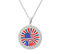 July 4th Independent Day Multicolored Diamond Necklaces Jewelry Brilliant Circle Pendant Necklace Gift for Women