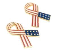 July 4th Patriotic Alloy Brooch With Secure Clasp Ribbon Pin For Parades & Celebrations Flag Ribbon Pin