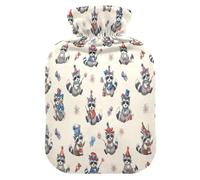 July 4th Raccoon Hot Cold Water Bottle with Fleece Cover PVC Hot Water Bag 1 Liter
