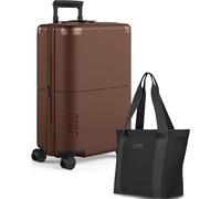 July Carry On Max Expandable - 21.5" Airline Approved Carry On Luggage with Travel Tote, Rolling Suitcase for Men & Women - TSA Lock Spinner Suitcase, Silent Wheels, Expansion Zip - Dark Brown