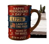 July Coffee Cups - Vintage Republic Day Coffee, Decorative Drinks Container in Resin for Hot and Cold