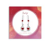 July Ruby Birthstone Earrings 925 Sterling Silver Earrings for Women Silver Dangle Drop Earring Red Ruby Dangly Hoop Earring July Birthstone Mum Birthday Gift for Women