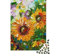 JULY SUNFLOWERS 1000-Piece Puzzle for Adults, 70x50cm/1000pcs, White Pieces for Organised Sorting; for An Enjoyable Break at The Table