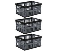 Julyeen 15 L Plastic Folding Crate, 3-Pack Stackable Collapsible Crates