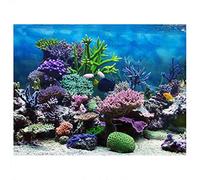 JULYKAI Fish Tank Decorations Pictures,PVC Adhesive Underwater Coral Aquarium Fish Tank Background Poster Backdrop Decoration Paper 3D Effect PVC Adhesive Poster (91 * 41cm)