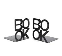 JULYKAI Keep Tidy Bookend, Bookends Shelf, Characters Shape 1Pair Solid and Durable Movies for Books Dvds Magazines(140mm black pair)