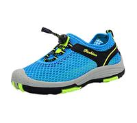 Julymens Kids Closed Toe Beach Sandals Breathable Mesh Lightweight Summer Outdoor Hiking Shoes, skyblue, 7.5 Big Kid