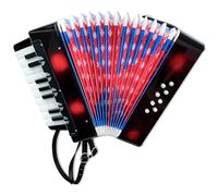 Julymoda 17 Keys Accordion, 8 Bass Button Mini Accordion for Adult Beginners, Student Educational Musical Instrument (Black)