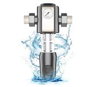 Julymoda Spin Down Sediment 40 Micron, Upgrade 6 Tons/Hour High Flow Rate Water Filter Reusable Backwash Filter with Pressure Gauge and Strainer Filter for Well Water Kitchen Shower Sink