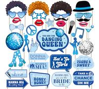 Julyshy 36pc Mamma Mia Bachelorette Party Decorations Photo Booth Props, Disco & Dancing Queen Themes, Blue