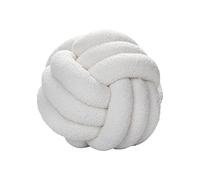 Julyue Knot Cushion Round Ball Cushion 28cm Lambswool Knotted Ball Cushion Home Decor Handmade Knotted Throw Pillow for Couch Bed Car Office (Off White)