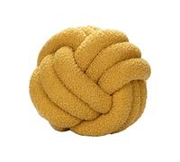 Julyue Knot Cushion Round Ball Cushion 28cm Lambswool Knotted Ball Cushion Home Decor Handmade Knotted Throw Pillow for Couch Bed Car Office (Yellow)