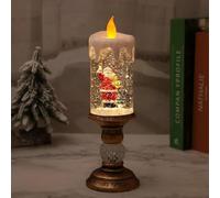 Julyue LED Christmas Candles with Pedestal, USB Rechargeable Waterproof Candle Lights, Battery Operated Pillar Candle LED Flameless Candles for Xmas Party Home Wedding Decoration(A)