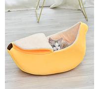 Julyue Pet Cat Banana Bed House, Cute Banana Pet Resting Bed, Pet Boat Lovely Pet Supplies for Cats Kittens, Yellow