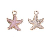 Julz Beads 10 Starfish Charms - Ocean Sea - Gold Plated & Pink Enamel -18mm x 15mm - J97517