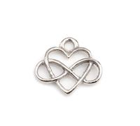 Julz Beads 5 Infinity Heart Celtic Charms - 16mmx14mm - Antique Silver Tone - Romance Valentine