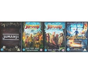 JUMANJI 1-4 COMPLETE COLLECTION / 1. JUMANJI / 2. WELCOME TO THE JUNGLE / 3. THE NEXT LEVEL / 4. THE GAMES MAKER = ULTIMATE 4x DVD SET