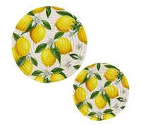 JUMBEAR 2Pcs Fresh Yellow Lemon Trivets for Hot Pots and Pans and Pot Holders-Cotton Rope Round Mats, Hot Pads for Kitchens,Coasters,Placemats, Spoon Rest for Cooking and Baking