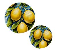 JUMBEAR 2Pcs Fresh Yellow Lemon Trivets for Hot Pots and Pans and Pot Holders-Cotton Rope Round Mats, Hot Pads for Kitchens,Coasters,Placemats, Spoon Rest for Cooking and Baking