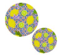 JUMBEAR 2Pcs Fresh Yellow Lemon Trivets for Hot Pots and Pans and Pot Holders-Cotton Rope Round Mats, Hot Pads for Kitchens,Coasters,Placemats, Spoon Rest for Cooking and Baking