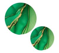 JUMBEAR 2Pcs Green Gold Marble Texture Trivets for Hot Pots and Pans and Pot Holders-Cotton Rope Round Mats, Hot Pads for Kitchens,Coasters,Placemats, Spoon Rest for Cooking and Baking
