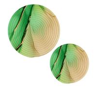 JUMBEAR 2Pcs Green Gold Marble Texture Trivets for Hot Pots and Pans and Pot Holders-Cotton Rope Round Mats, Hot Pads for Kitchens,Coasters,Placemats, Spoon Rest for Cooking and Baking