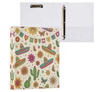 JUMBEAR 3 Ring Binder for Letter Size(11" x 8.5") Paper,Cinco De Mayo Round Ring Binder Organizer with Clipboard,Clipboard Binder for School and Office Supplies 1PCS