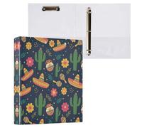 JUMBEAR 3 Ring Binder for Letter Size(11" x 8.5") Paper,Cinco De Mayo Round Ring Binder Organizer with Clipboard,Clipboard Binder for School and Office Supplies 1PCS