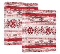 JUMBEAR 3 Ring Binder for Letter Size(11" x 8.5") Paper,Red Christmas Snowflake Knitted Pattern Round Ring Binder Organizer with Clipboard,Clipboard Binder for School and Office Supplies 2Pcs
