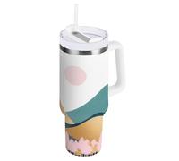 JUMBEAR 30oz Beautiful Colorful Mountain Ranges Tumbler with Handle and Straw Lid,Insulated Reusable Stainless Steel Water Bottle Travel Mug Iced Coffee Cup