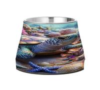 JUMBEAR 3d Colorful Sea Turtle Anti slip Dog Bowls,Stainless Steel Cat Bowls,Cute Pet Bowls for Medium/Small Size Dogs