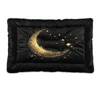 JUMBEAR A Golden New Moon Surrounded by Stars Pet Bed,Non Slip Bottom Dog Crate Mattress Cat Dog Mat,Soft Comfortable Pet Cat Beds for Cats and Dogs Sleeping 24x18in