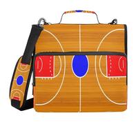JUMBEAR Aerial View of Basketball Court Zipper Binder with Shoulder Strap- 1.5 Inch O-Rings -Expanding File Folder - Multiple Pockets - 600 Sheet Capacity