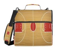 JUMBEAR Aerial View of Basketball Court Zipper Binder with Shoulder Strap- 1.5 Inch O-Rings -Expanding File Folder - Multiple Pockets - 600 Sheet Capacity