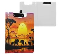 JUMBEAR African Animals under The Sunset Clipboard A4 with Double Clips,Foldover Clip Board with Cover,Lightweight Personal Organiser Suitable forfor Hospital Office School Business Classroom Supplies