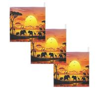 JUMBEAR African Animals under The Sunset Muslin Baby Washcloths 3Pack,Baby Towels,Super Soft and Absorbent Wash Cloths for Newborns, Infants and Toddlers